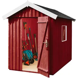 Weka Schwedenhaus - 32 mm Gartenhaus sägerau 162 x 170 cm (Gr. 1) schwedenrot - 50 % Rabatt auf Dacheindeckung