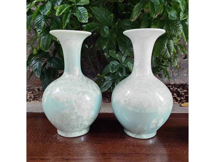 Vase dégradé bleu et blanc à glaçure cristalline, porcelaine Vintage Jingdezhen