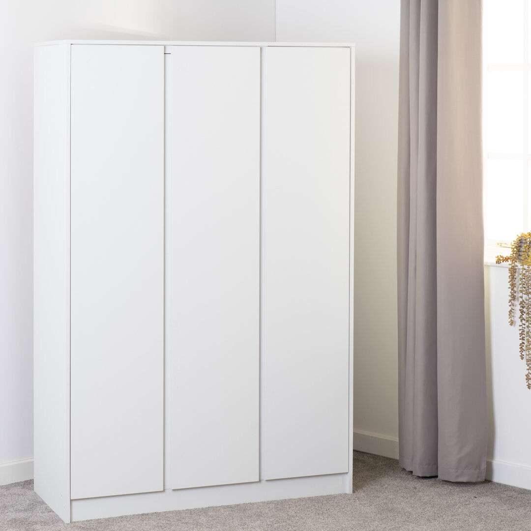 17 Stories Braunstein 3 Door Wardrobe White 180cm H X 115cm W X 50.5cm D