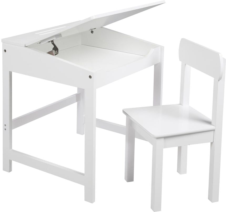roba Pupitre enfant avec chaise et rangement en bois blanc Blanc 49x58x55cm