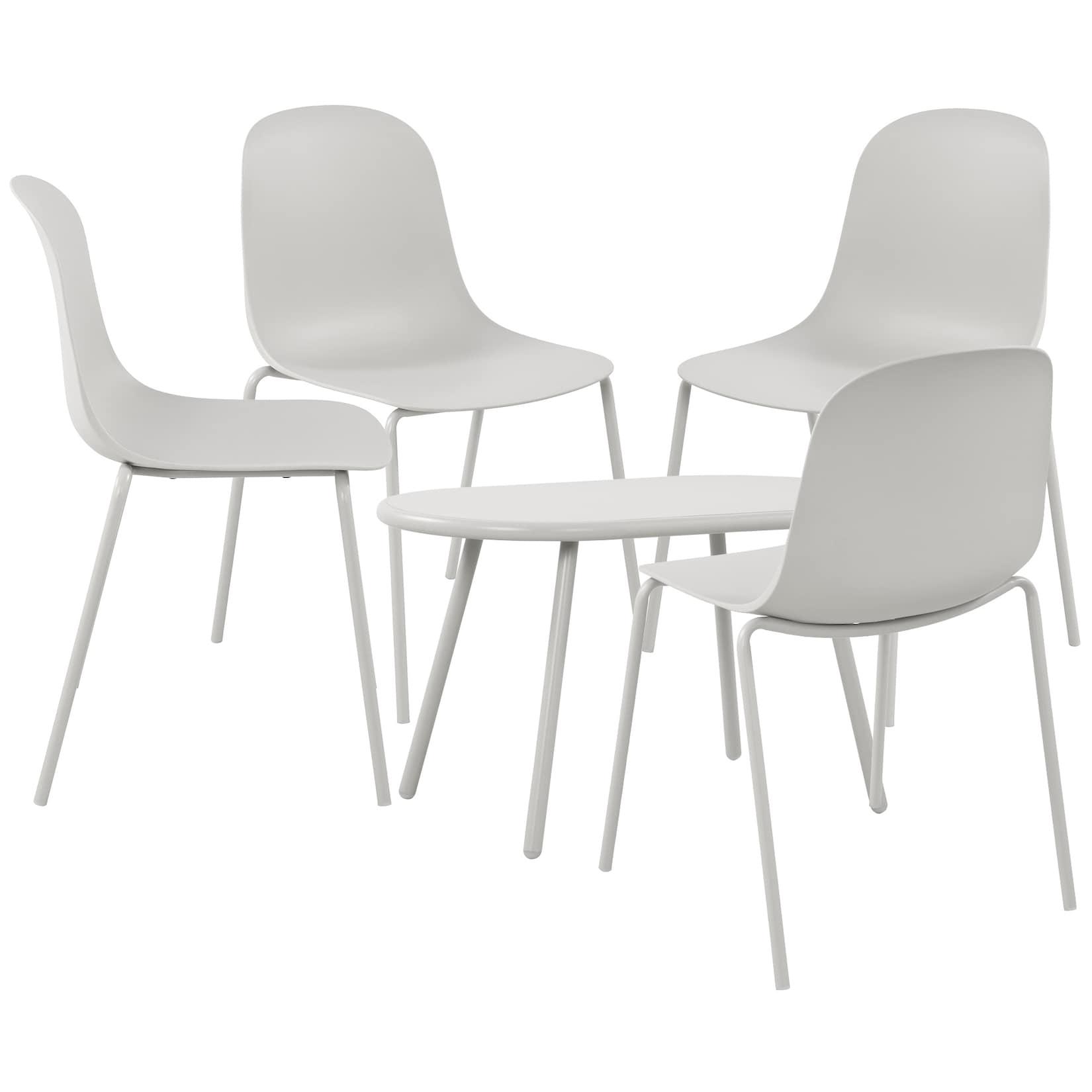 CLP 4er Sitzgruppe Veldin I Garten-Set 4x Stuhl stapelbar und 1x Tisch I Outdoor-Set wetterfest und UV-beständig I Gartenmöbel