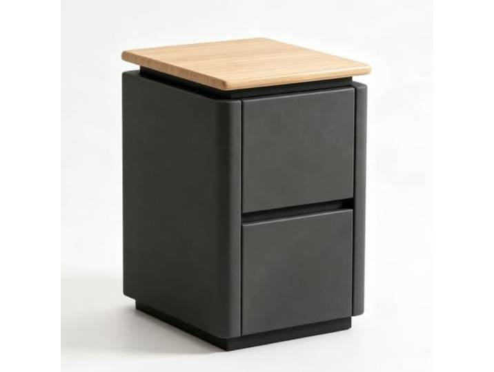 Moderner Beistelltisch Nachttisch aus Leder Tischplatte aus Holz Keine Montage erforderlich Aufbewahrungsschrank Für Wohnheimzimmer, Wohnzimmer und Schlafzimmer(Black+Beige,30cm/12in)