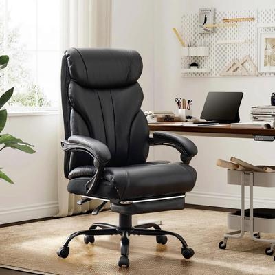 Garvee Ergonomic Office Chair, Wide PU Leather Gaming Chair, 360° Swivel Wheels, Adjustable Height, 350 Lbs Capacity