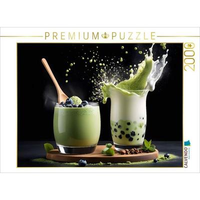CALVENDO Puzzle Matcha-Blackberry-Mousse und trendiger Matcha-Boba-Latte | 2000 Teile Lege-Größe 90x67cm Foto-Puzzle für glückliche Stunden