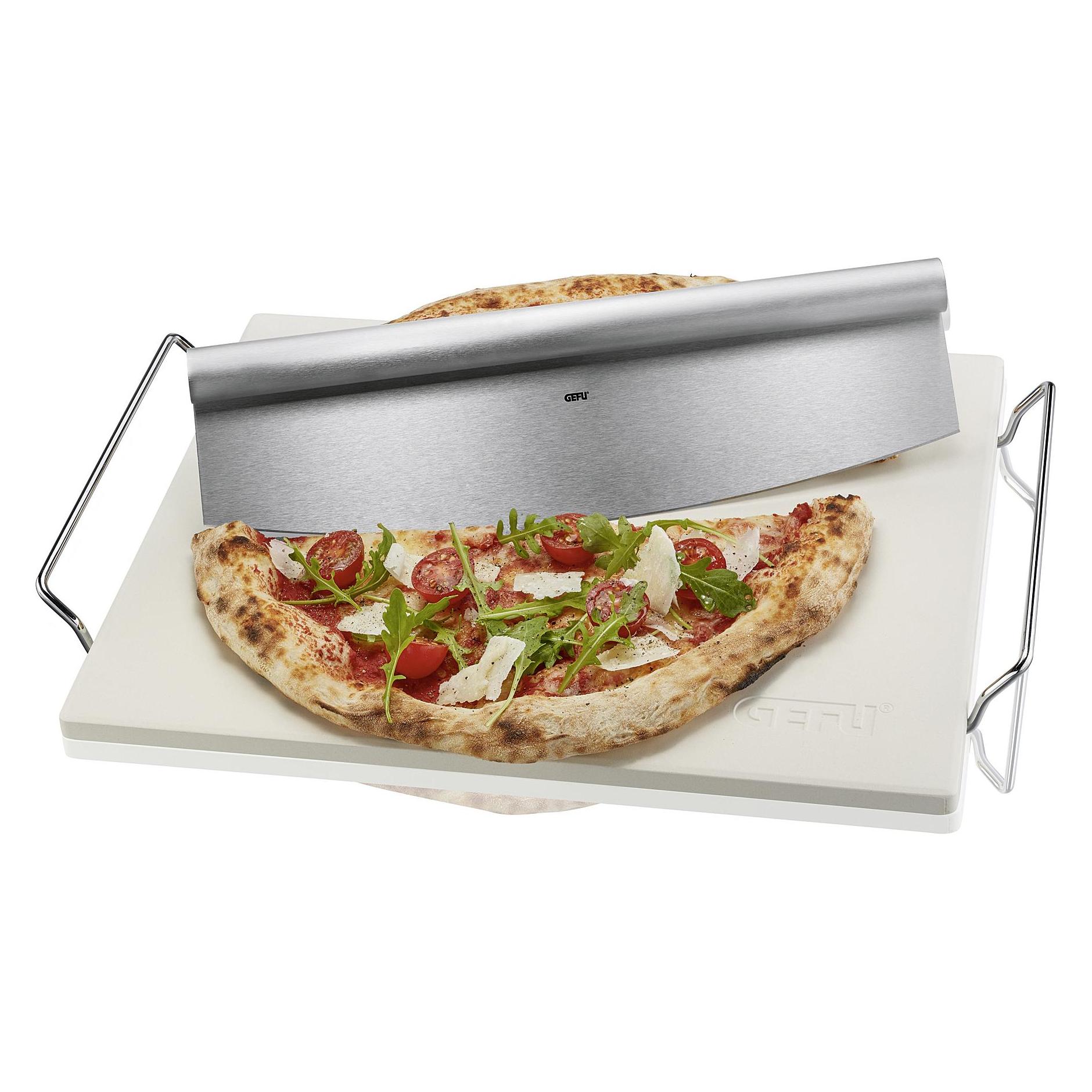 GEFU Set Pizzastein mit Gestell incl. Wiegemesser 'Darioso' (14430)