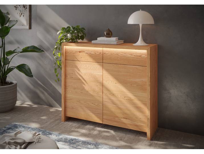 Kommode HOME AFFAIRE Léopoldine , braun, T:41cm, Sideboards, Kommode, Kommode aus Kernbuche, inkl. LED-Beleuchtung