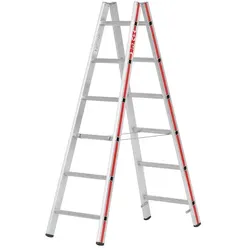 Doppelleiter Hymer Sprossenstehleiter 2x6 Sprossen Spreizsicherung durch 20 mm Perlongurte beidseitig begehbar