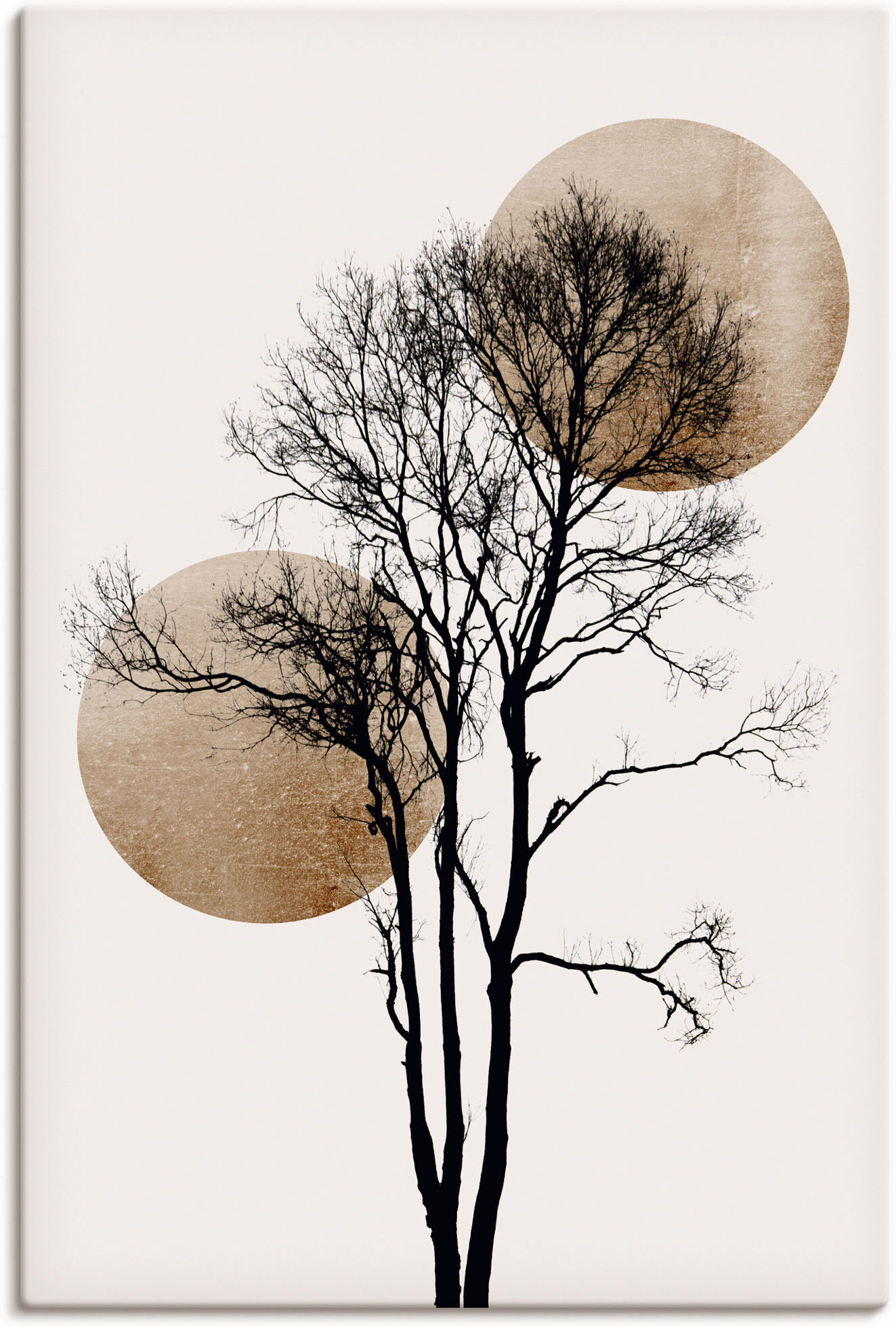 Wandbild ARTLAND "Sonne und Mond versteckt", grau (farbe bild(er): grau), B:20cm H:30cm, Bilder, Wandbild, als Alubild, Leinwandbild, Poster in verschied. Grössen farbe bild(er): grau B/H/T: 20cm x 30cm, Leinwandbild Baumbilder Hochformat, 1 Stk.