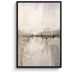 POSTER MIT RAHMEN Moderne Kunst - Abstrakt - Beige Bilderleiste 80x120 cm