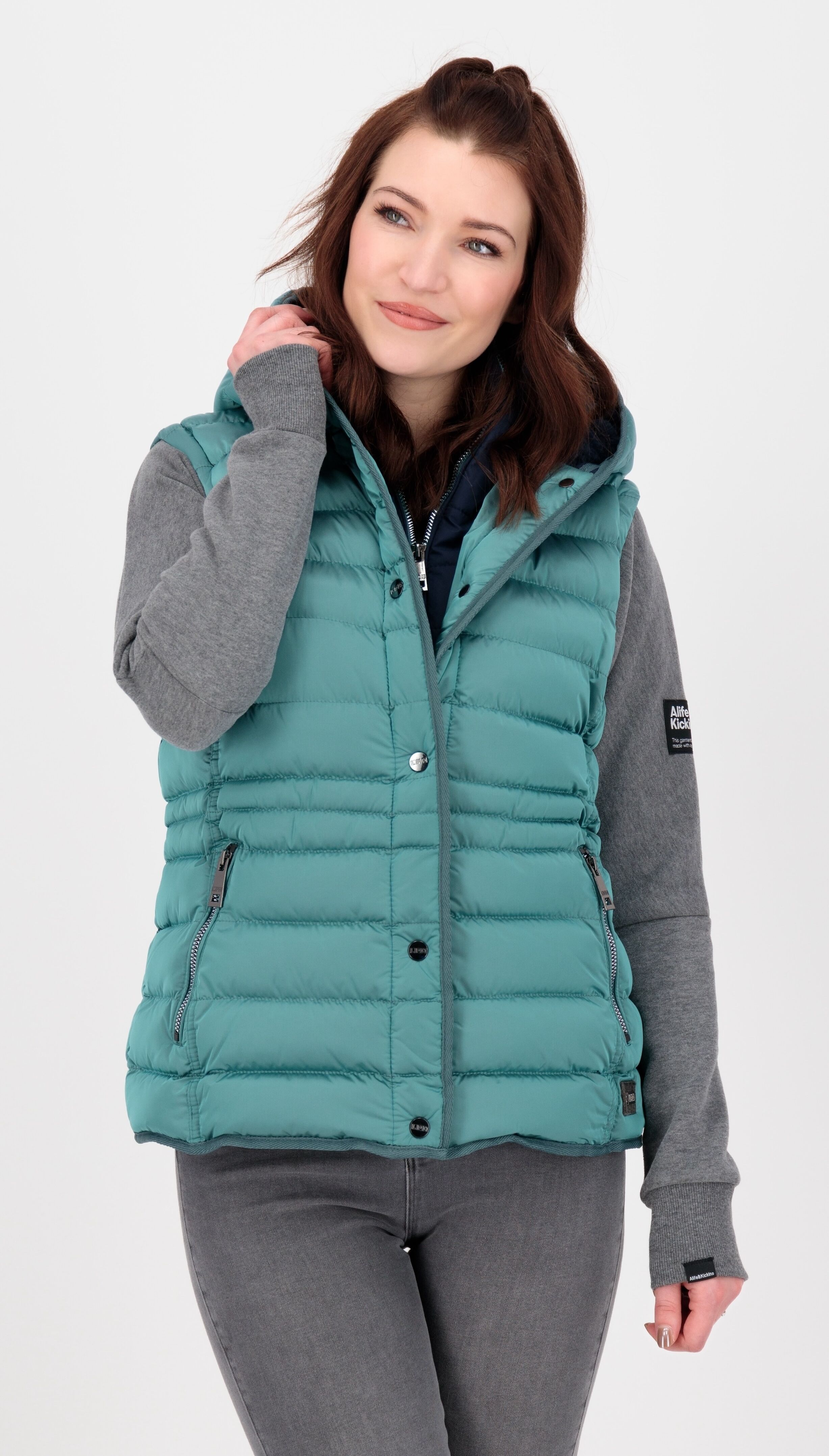 Steppweste LPO "GIMOUR VAIL VEST Women", Damen, Gr. 44L, blau, Web, 100% Polyester, tailliert hüftbedeckend, Westen Steppweste, zum Wenden blau 44L