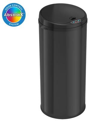 iTouchless 13 Gal Black Stainless Steel Sensor Kitchen Trash Can