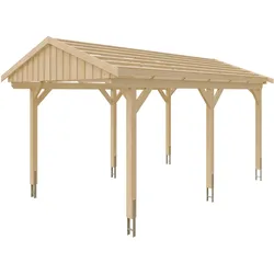 Skan Holz Fichtelberg - Satteldach Einzelcarport Breite 317 cm Gr. 1 - 317 x 566 cm Dachlattung farblich unbehandelt Holzcarport