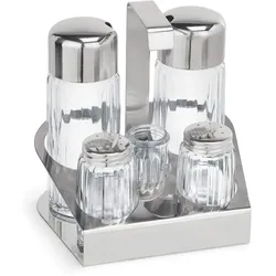 WAS Germany - Menage, 5-teilig, Essig & Öl, Salz & Pfeffer, Zahnstocher, Glas