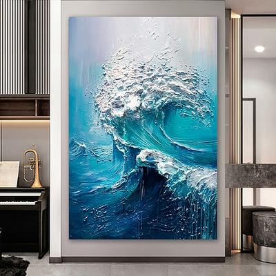 Hang-Ölgemälde Handgemalte Vertikal Abstrakt Modern Fügen Innenrahmen