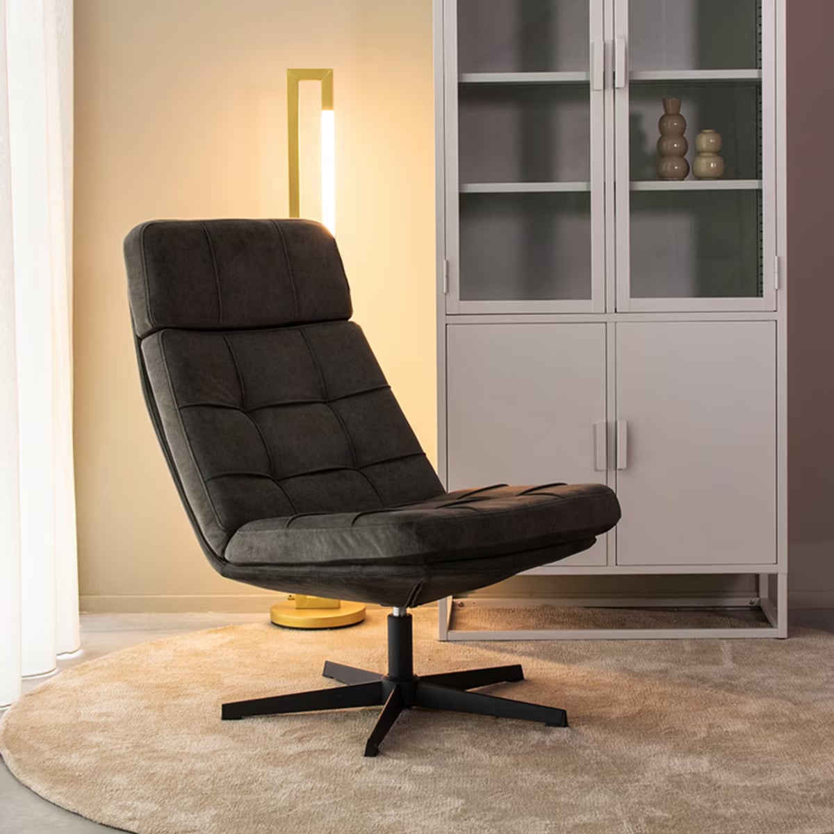 LABEL51 Alvar Draaifauteuil - Antraciet - Velvet