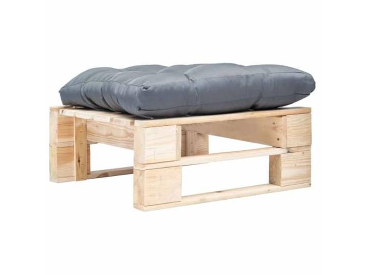 HKPWRBFG Paletten-Hocker, Outdoor-Ottomane mit Kissen, Kiefernholz Grau Rustikales Palettendesign, Vielseitig als Couchtisch nutzbar