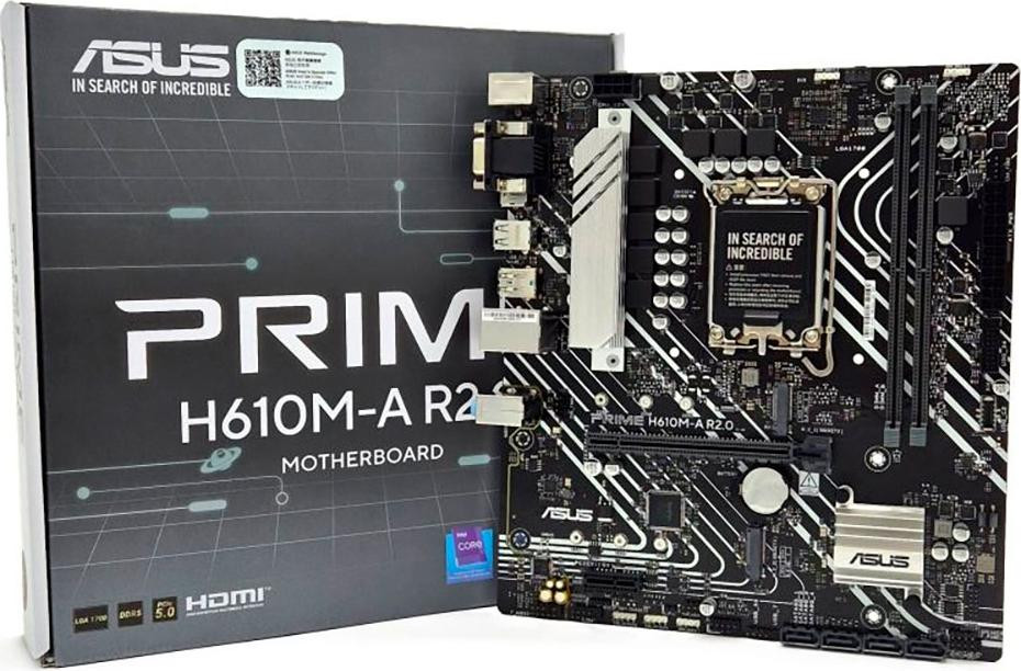 Asus PRIME H610M-A R2.0 moederbord S1700 DDR5 µATX met interne USB-C, DP, HDMI en VGA