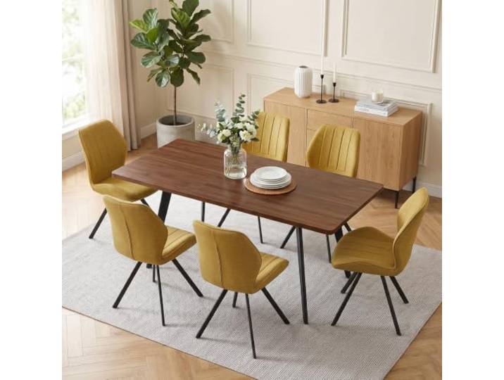 JIEXI Esstisch mit 6 Stühlen Set, 140-180CM, Esszimmer