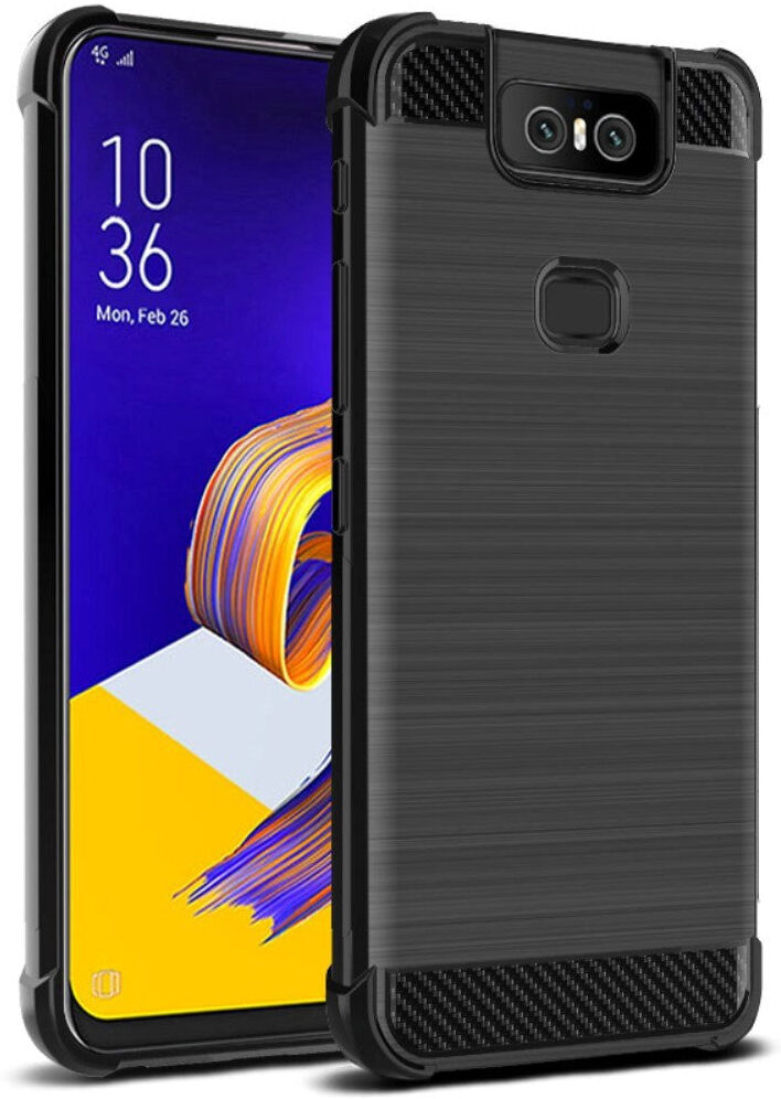 Asus Zenfone 6 (ZS630KL) IMAK Carbon Fiber Plastik Cover Sort