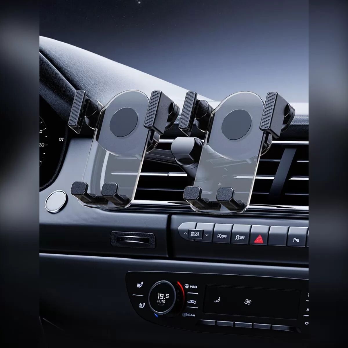 INF Support de voiture double pour téléphone (mode paysage) - Double rotule 360° avec pince de verrouillage bec d'aigle