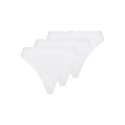 Tanga YSABEL MORA "BASIC COLLECTION COTTON WITH LACE", Damen, Gr. S, weiß, Obermaterial: 95% Baumwolle, 5% Elasthan, unifarben, Unterhosen Tanga, nicht nur bequem, sondern auch romantische Spitzendetails