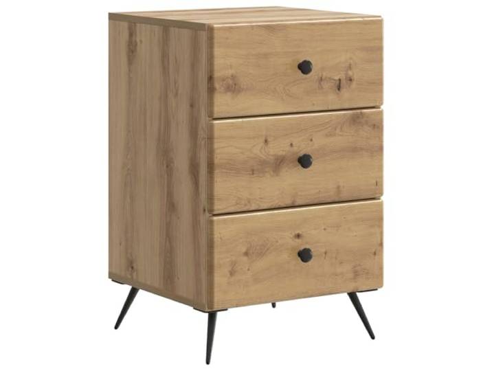 KDVXBCQJH Nachttisch Artisan-Eiche 43x41x66,5 cm mit 3 Schubladen Kompakte Kommode im Vintage Look für Schlafzimmer und Flur, bietet viel Platz dank cleverer Aufteilung mit Schubladen.