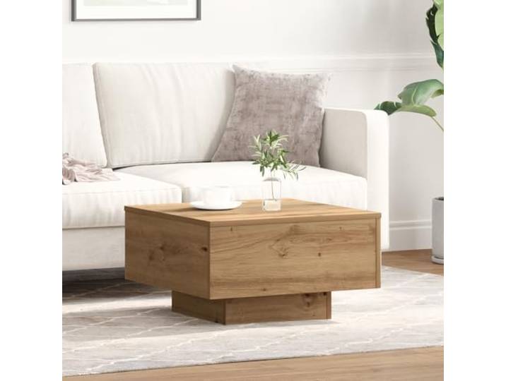 HEFZGDB Artisan Eiche Couchtisch Quadratisch 55x55x31 cm Holzwerkstoff Massivholz Konstruktion Langlebig Wohnzimmertisch Stylisches Modernes Handwerkliches Design Robuster Tisch