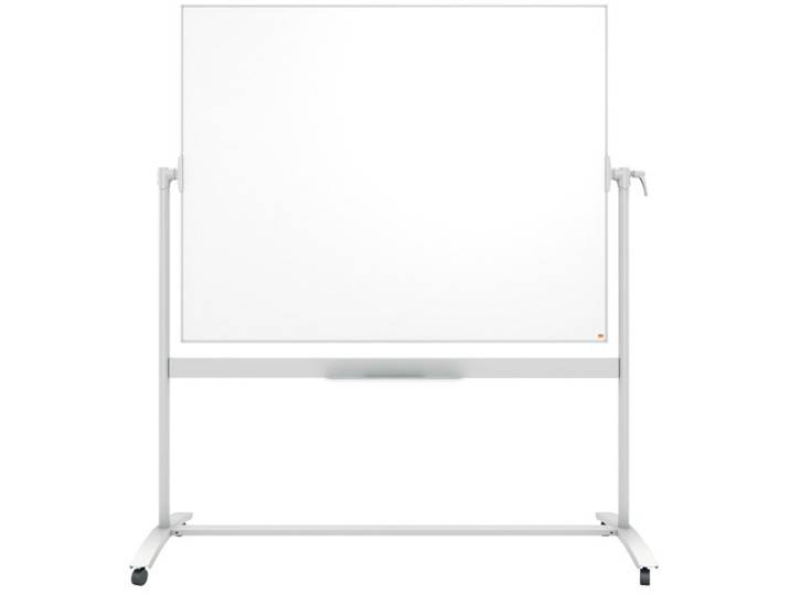 Nobo Tableau blanc laqué pivotant sur roulette - L.150 x H.120 cm - Magnétique