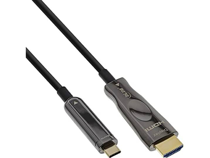 InLine® USB Display AOC kabel, USB Type-C stekker naar HDMI-stekker, 50m