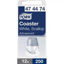 Tork Runde Papieruntersetzer Weiß muschelgewellt, Extradick, 12 × 250 Untersetze...