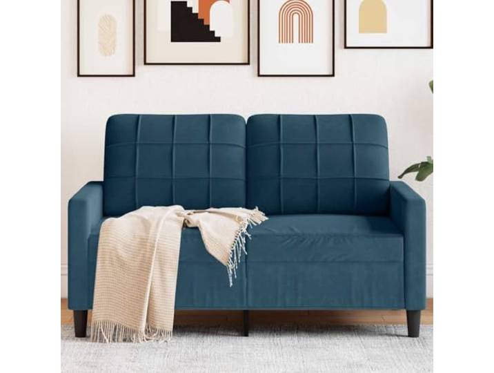 HEFZGDB 2-Sitzer-Sofa Blau 120 cm Samt Modernes Metallgestell Wohnzimmer Sitzmöbel mit Polsterung und Stabilität für Entspannung Komfort