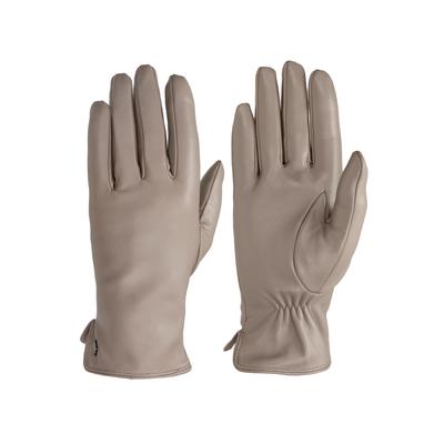 Lederhandschuhe PEARLWOOD "PAM", Damen, Gr. 7, beige (taupe), Schafsleder, unifarben, Handschuhe, weiches Fleece-Innenfutter, Temperaturregulierend, Seitenschlitz