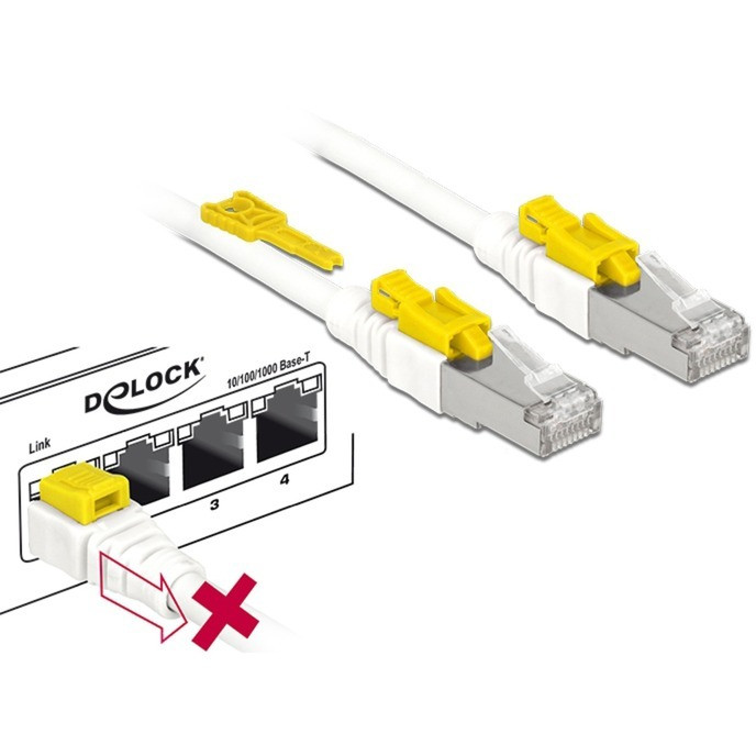 Delock RJ45 Cat. 6A netwerkkabel met vergrendeling, wit, 3 meter