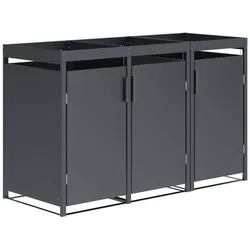 Mülltonnenbox ULM 200x80x124cm mit Pfanzkasten, für 3x Tonnen 120 und 240 Liter, Stahl anthrazit