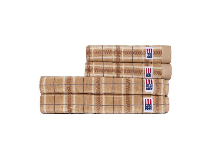 Lexington Serviette checked Lexington, 4 pièces Beige-gray, 2 st 50x70 cm, 2 st 70x30 cm