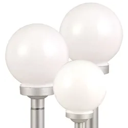 3er Set LED Solar Außen Leuchten Balkon Beleuchtung Garten Deko Steck Lampen Kugeln weiß 15 und 20 cm