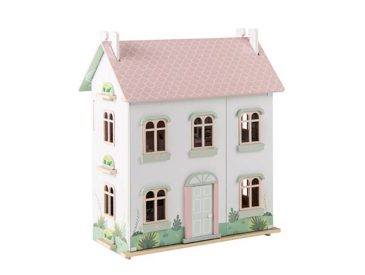 COSTWAY Puppenhaus, 3 Etagen Puppenstube, Holz mit Dächern, Türen, Zubehör