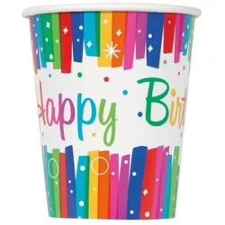 8 Becher Happy Birthday bunt