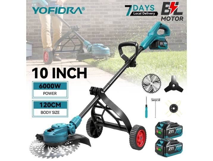 Tondeuse à gazon électrique sans fil YOFIDRA 10 pouces 6000W, coupe-herbe pliable, outil de jardinage pour batterie Makita 18V