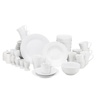 Geschirr-Set OTTO HOME "Babbette", weiß, 50 Stk., Porzellan, Geschirr-Sets, Geschirr-Set, Moderne Optik, Zeitloses Design, Beliebig kombinierbar
