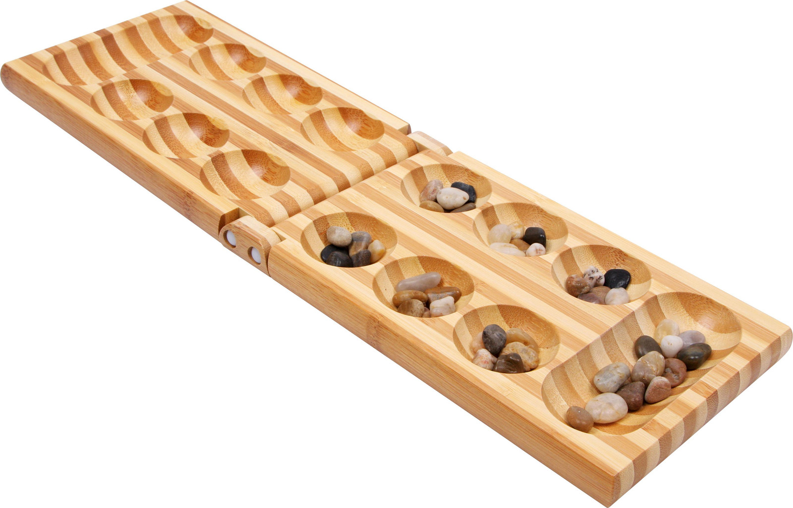 Kalaha houten spel met echte stenen