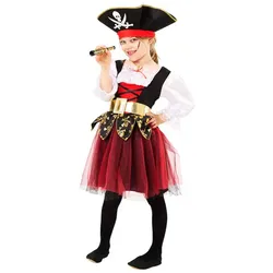 Kinder-Kostüm "Piratin", rot/schwarz