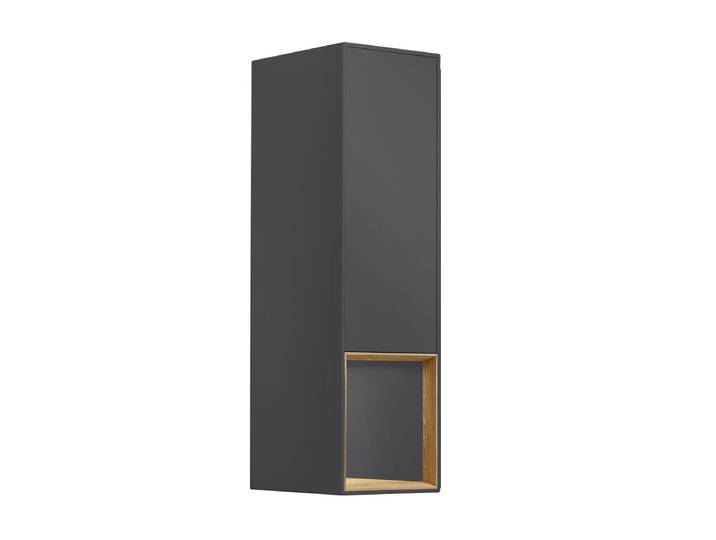 Hängevitrine 35x120cm 'Locarno' Wildeiche massiv & Front MDF anthrazit inkl.Beleuchtung