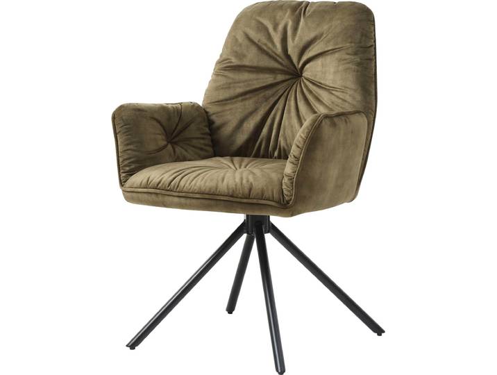 Esszimmerstuhl SALESFEVER Ottawa Armlehnstuhl: Rückzugsort im Esszimmer , schwarz (grün schwarz, schwarz), B:61cm H:90cm T:59cm, Metall, Polyester, Stühle, Esszimmerstuhl, 360 Drehbarer Esszimmersessel mit Armlehnen - 1 Stück