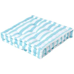 SITZKISSEN blau-weiß gestreift 40/40/8 cm