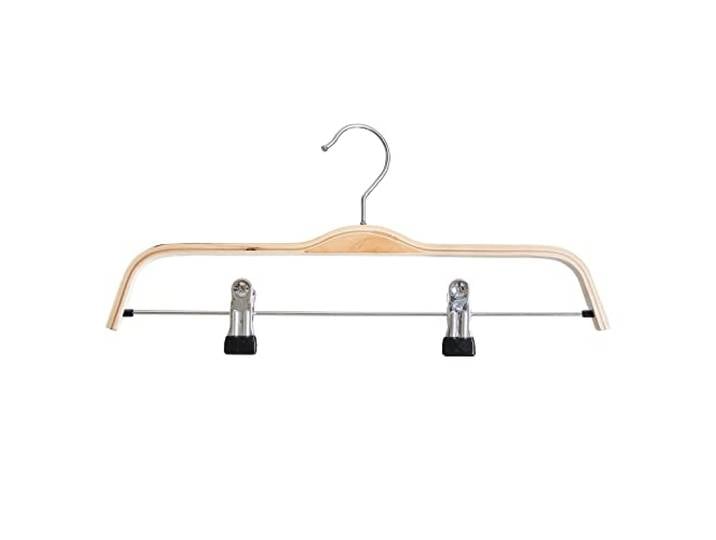 Schichtholzbügel mit Klammersteg 37 cm, natur, lackiert , drehbarer Haken, verschiebbare Klammern Kleiderbügel Holzbügel Garderobenbügel Ladenausstattung (50 Stück)