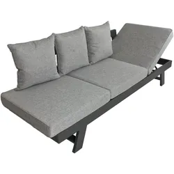 Garden Pleasure Funktionssofa DONNA, Aluminium Schwarz / 100 % Polyester Grau