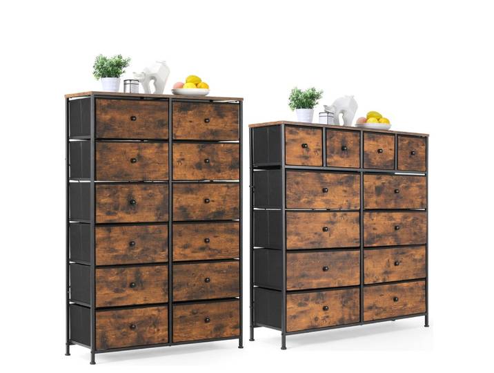 Commode pour chambre à coucher, commode double à 12/8 tiroirs, tour de rangement avec bacs en tissu, commode pour placard, salon, couloir