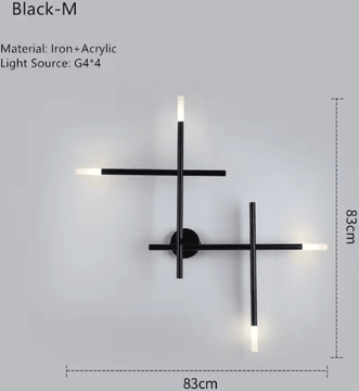 Inspire Curations Nordic Cross LED Wall Sconce Modern Minimalist Line Art Wall Lamp black M cold Light