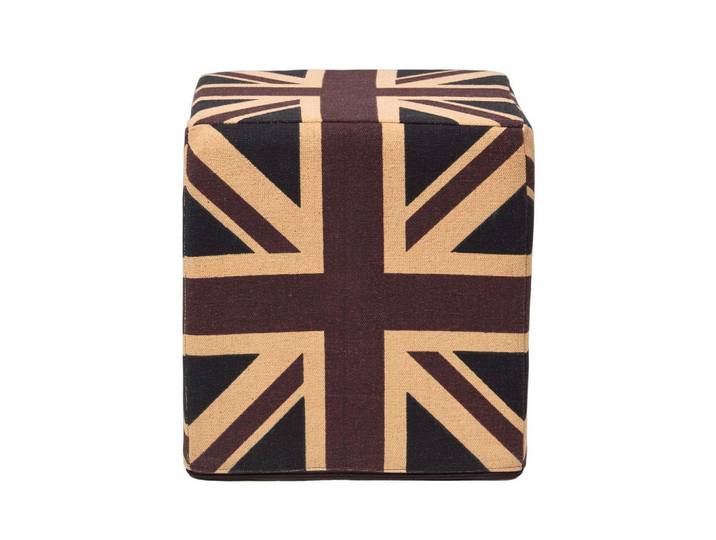 Homescapes Sitzwürfel Union Jack im Vintage-Stil, 36/36/38 cm, Dunkelblau, Quadratisch, 36x38x36 cm, Wohnzimmer, Sessel, Hocker & Hockerbänke, Sitzwürfel